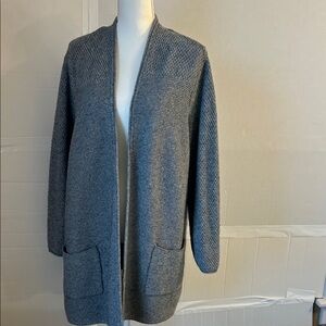 J Jill Womens Long Sleeve Open Front Mixed Contrast Grey Tunic Sweater. Sz 2X